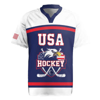 USA Ice Hockey Custom Rugby Jersey American Eagle Spirit Blue Version