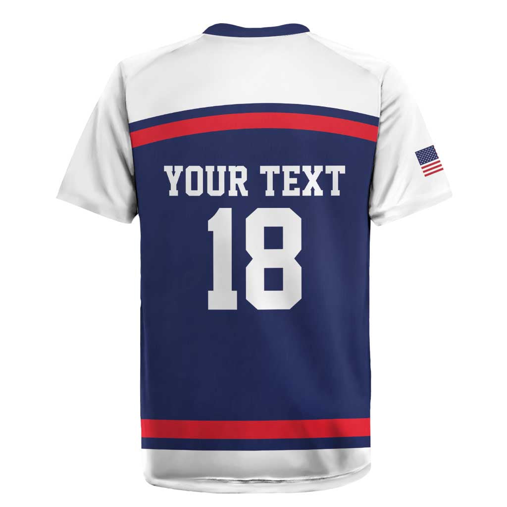 USA Ice Hockey Custom Rugby Jersey American Eagle Spirit Blue Version