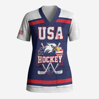 USA Ice Hockey Custom Scrub Top American Eagle Spirit Blue Version