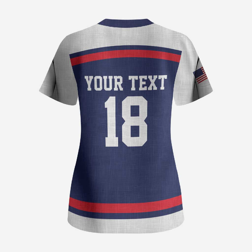 USA Ice Hockey Custom Scrub Top American Eagle Spirit Blue Version