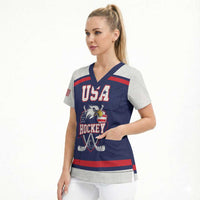USA Ice Hockey Custom Scrub Top American Eagle Spirit Blue Version