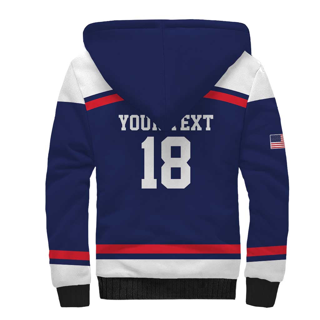 USA Ice Hockey Custom Sherpa Hoodie American Eagle Spirit Blue Version