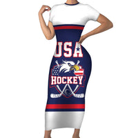 USA Ice Hockey Custom Short Sleeve Bodycon Dress American Eagle Spirit Blue Version