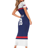USA Ice Hockey Custom Short Sleeve Bodycon Dress American Eagle Spirit Blue Version