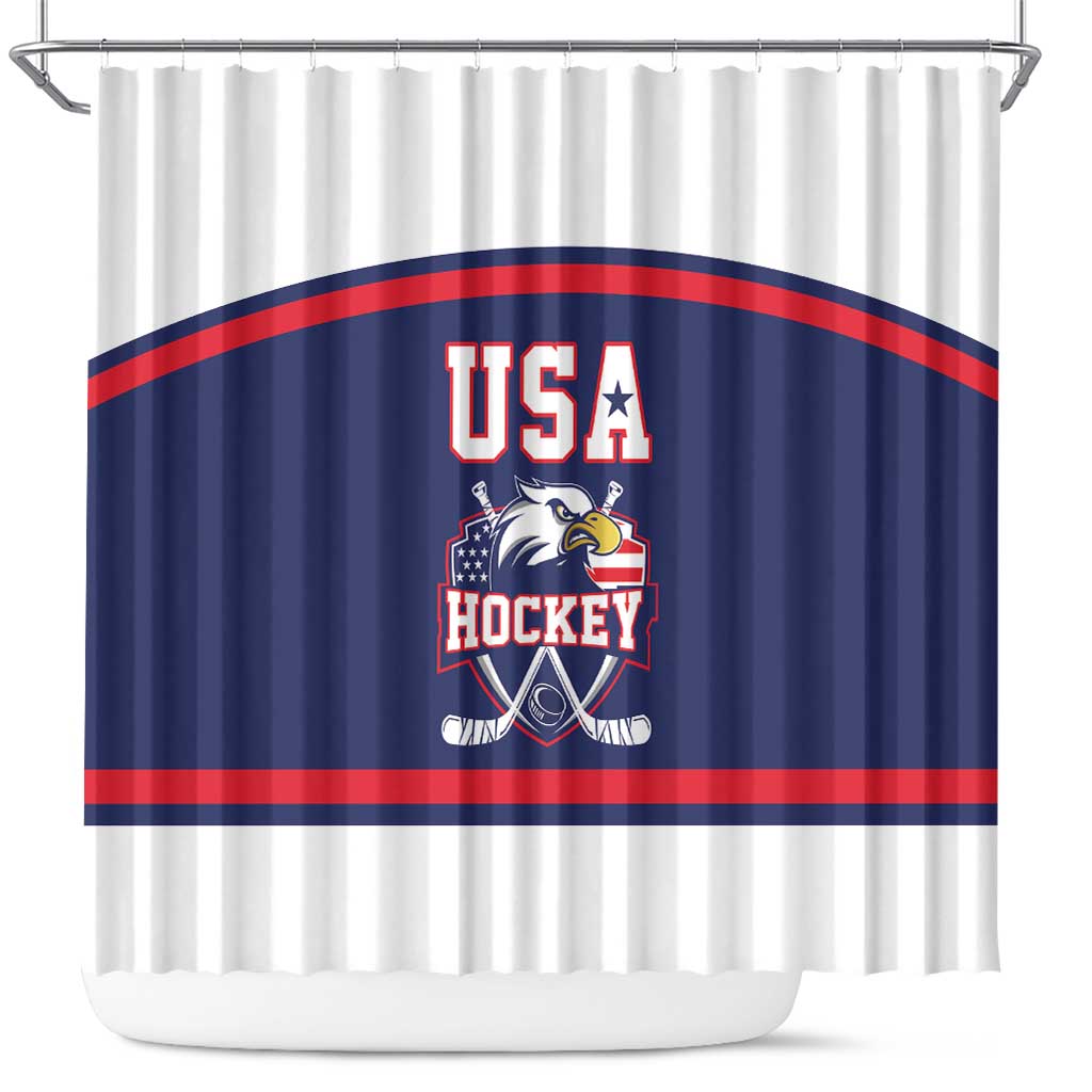 USA Ice Hockey Shower Curtain American Eagle Spirit Blue Version