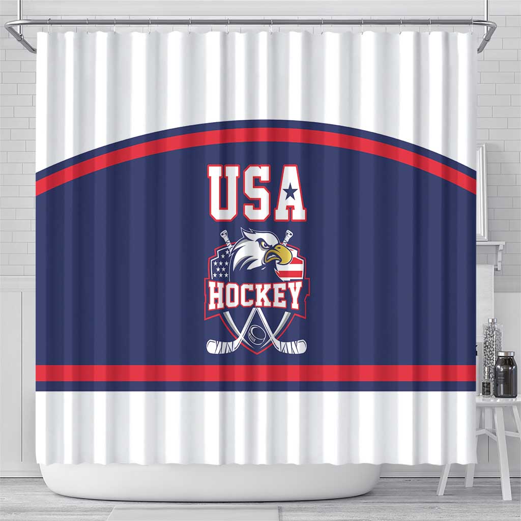 USA Ice Hockey Shower Curtain American Eagle Spirit Blue Version