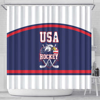 USA Ice Hockey Shower Curtain American Eagle Spirit Blue Version