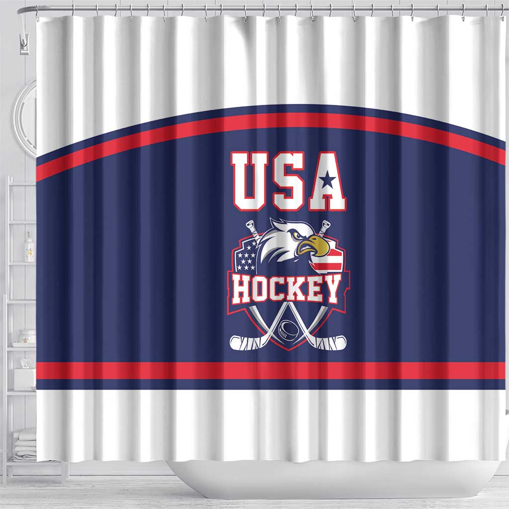 USA Ice Hockey Shower Curtain American Eagle Spirit Blue Version
