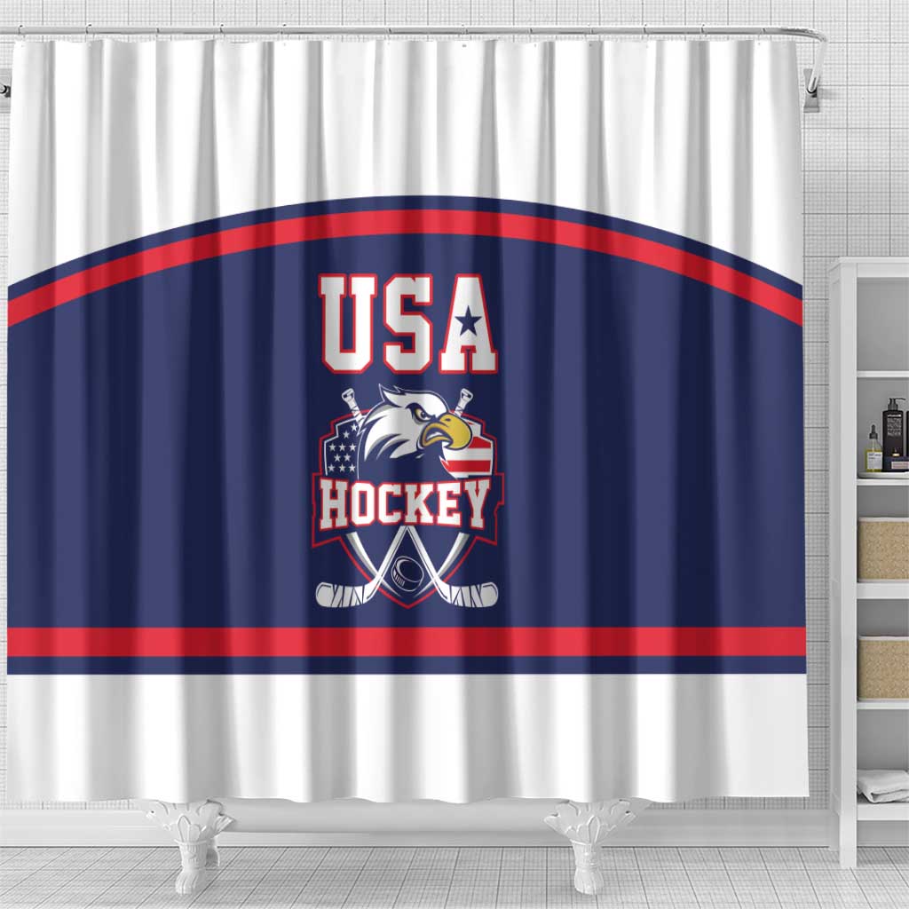 USA Ice Hockey Shower Curtain American Eagle Spirit Blue Version