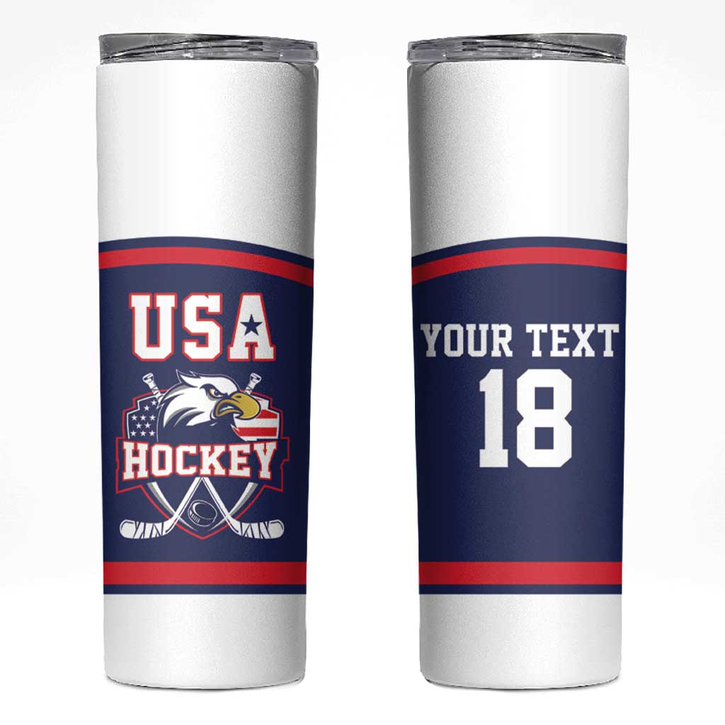 USA Ice Hockey Custom Skinny Tumbler American Eagle Spirit Blue Version