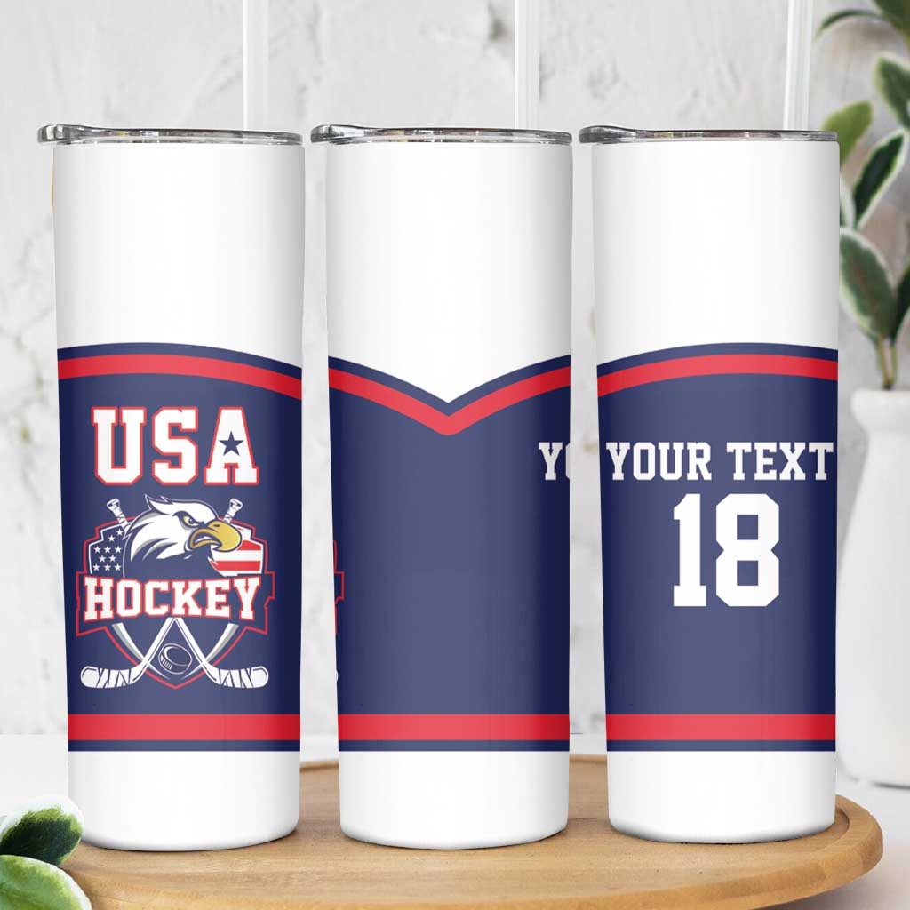 USA Ice Hockey Custom Skinny Tumbler American Eagle Spirit Blue Version