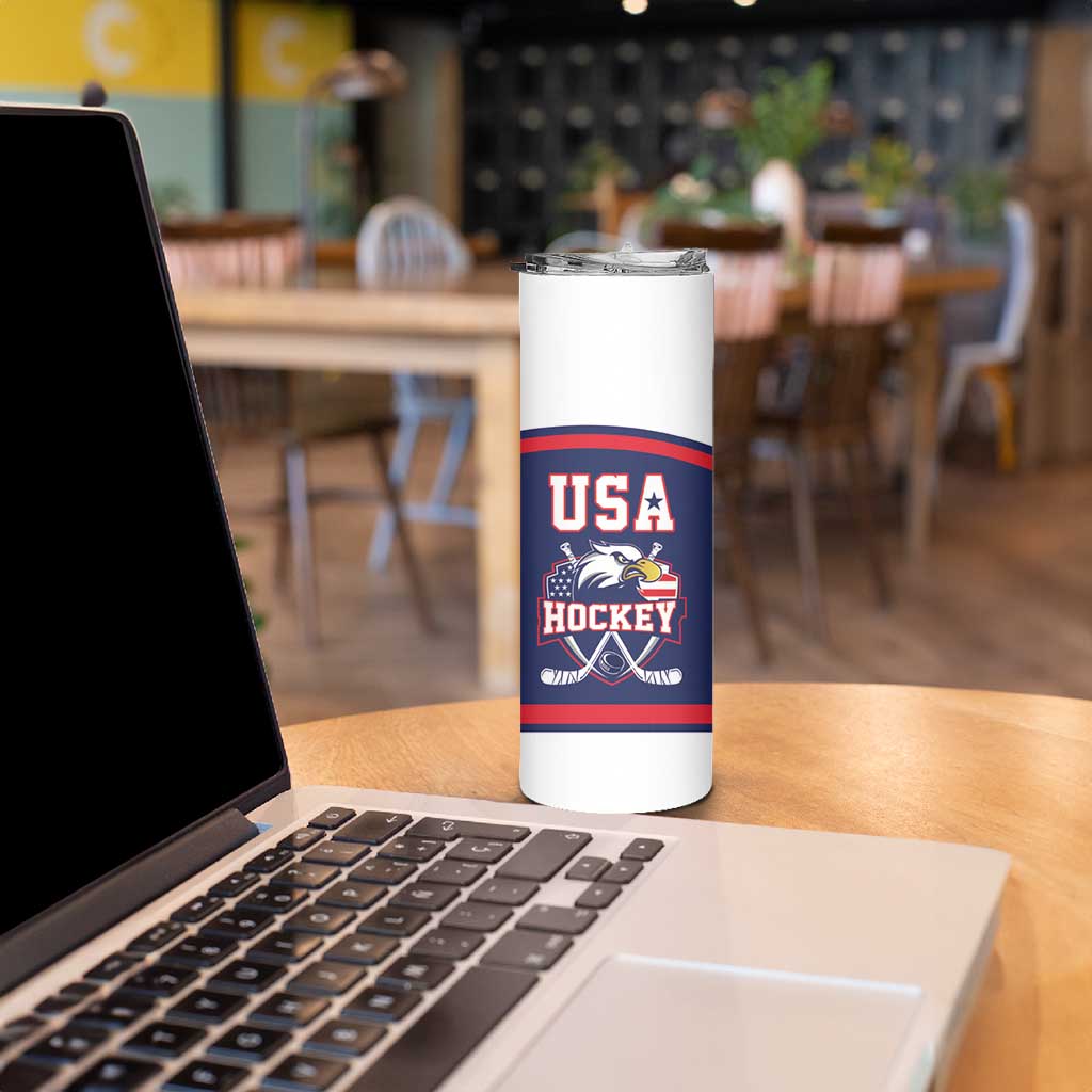 USA Ice Hockey Custom Skinny Tumbler American Eagle Spirit Blue Version