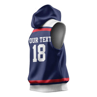 USA Ice Hockey Custom Sleeveless Hoodie American Eagle Spirit Blue Version