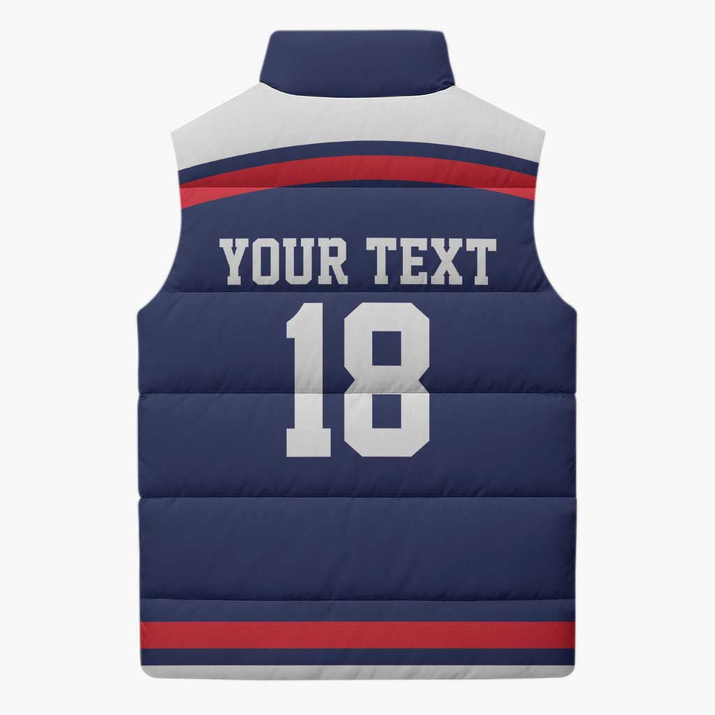 USA Ice Hockey Custom Sleeveless Puffer Jacket American Eagle Spirit Blue Version