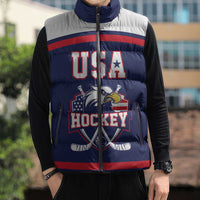 USA Ice Hockey Custom Sleeveless Puffer Jacket American Eagle Spirit Blue Version