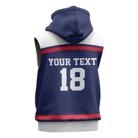 USA Ice Hockey Custom Sleeveless Zip Hoodie American Eagle Spirit Blue Version