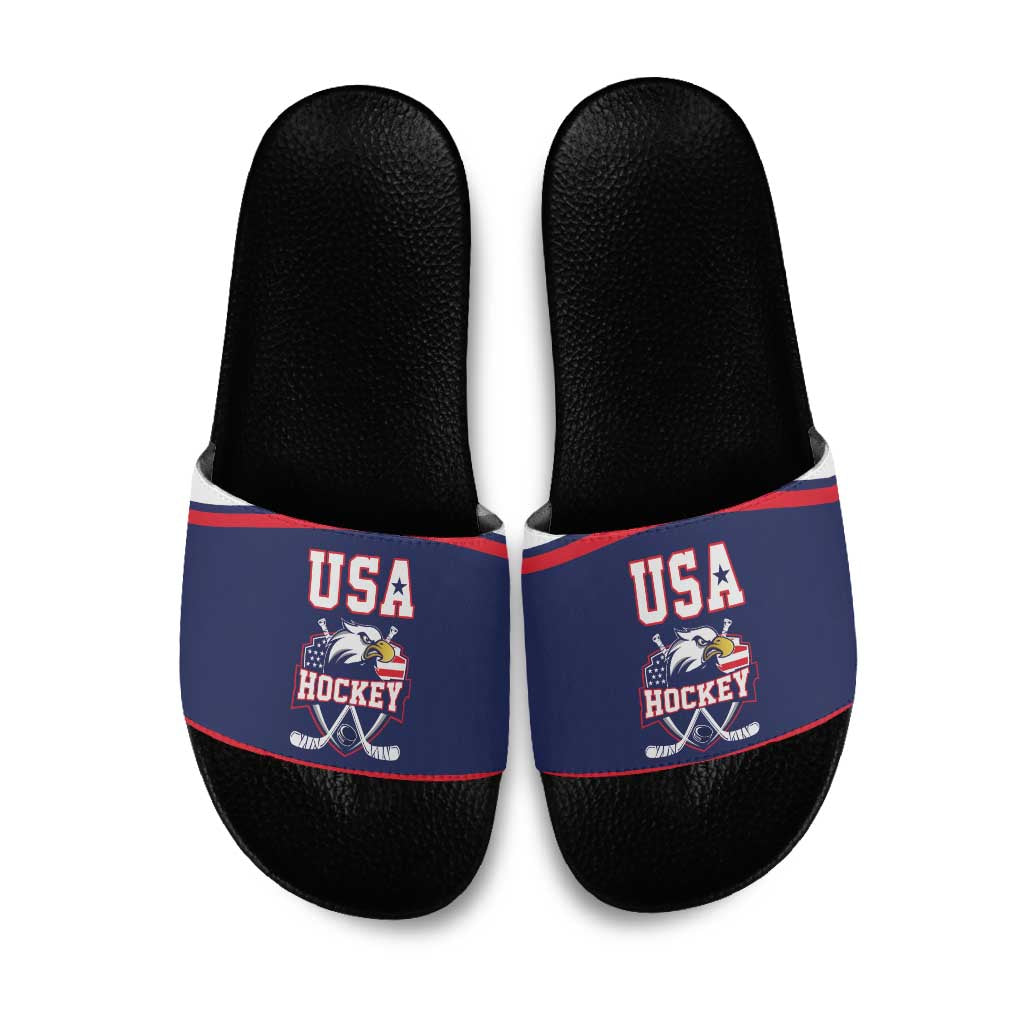 USA Ice Hockey Slide Sandals American Eagle Spirit Blue Version