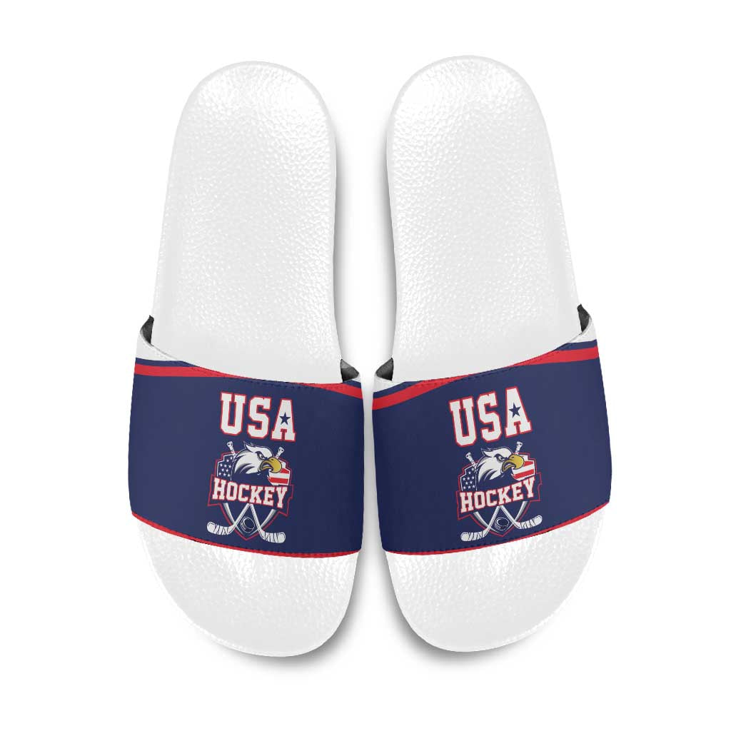 USA Ice Hockey Slide Sandals American Eagle Spirit Blue Version