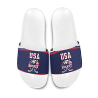 USA Ice Hockey Slide Sandals American Eagle Spirit Blue Version