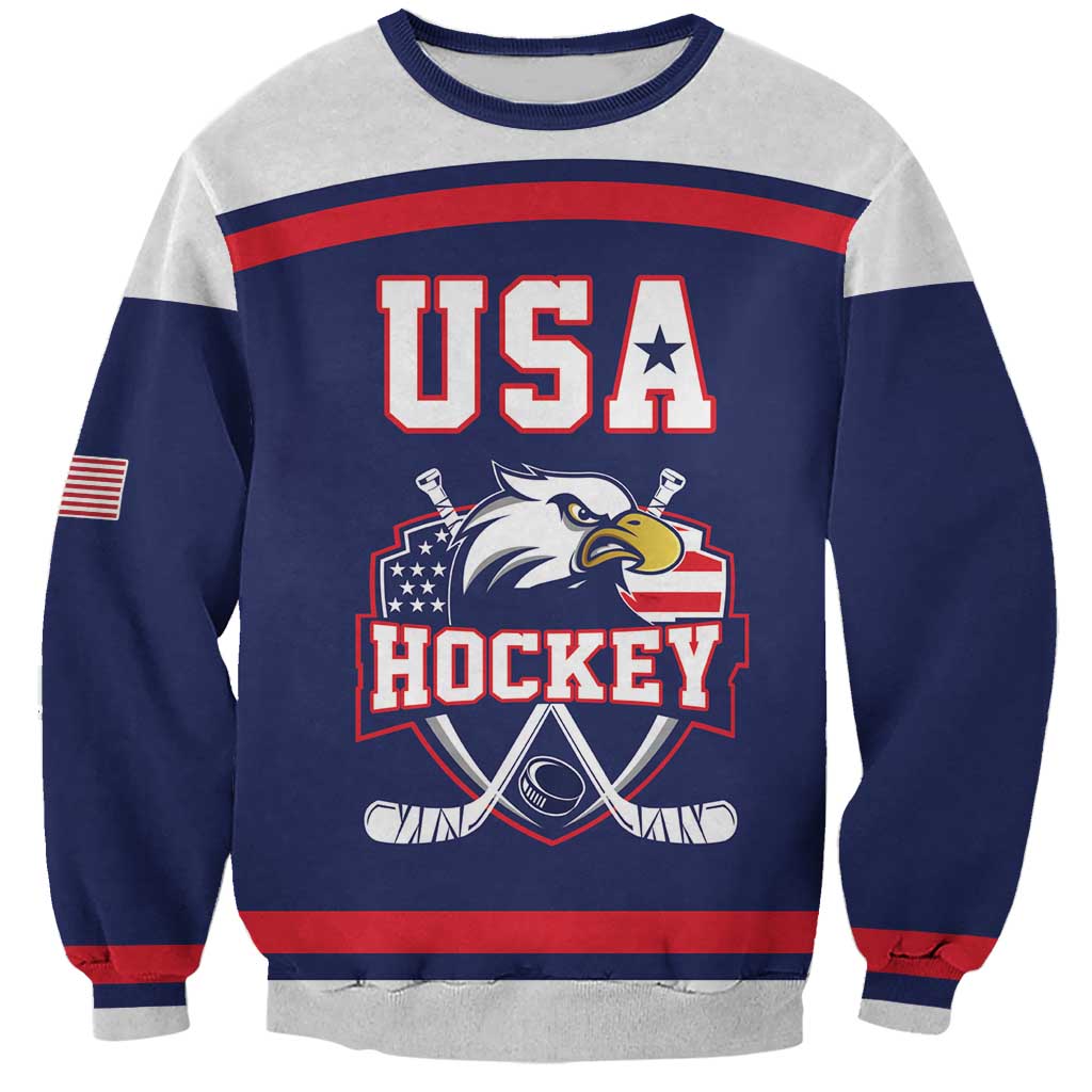USA Ice Hockey Custom Sweatshirt American Eagle Spirit Blue Version