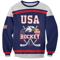 USA Ice Hockey Custom Sweatshirt American Eagle Spirit Blue Version