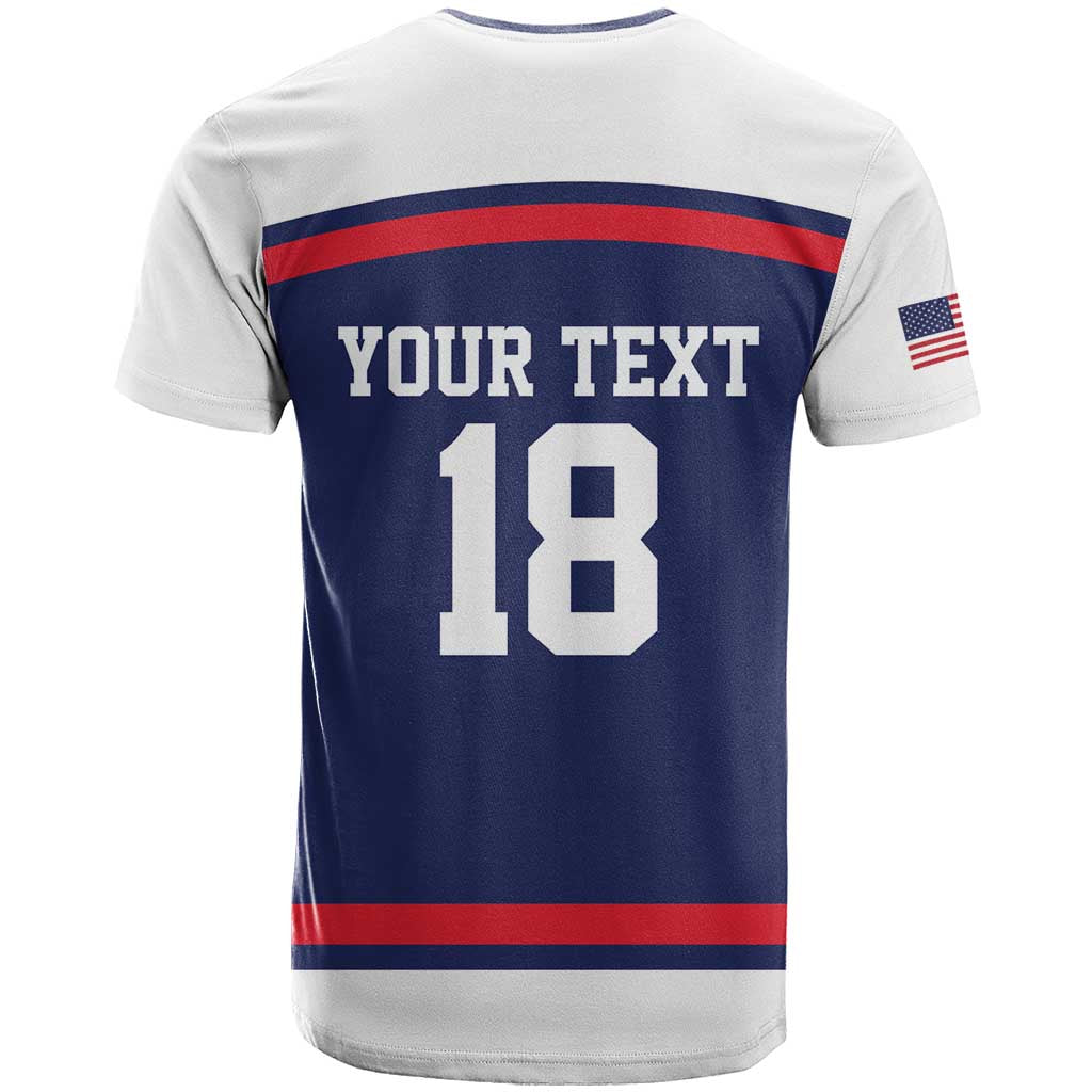 USA Ice Hockey Custom T Shirt American Eagle Spirit Blue Version