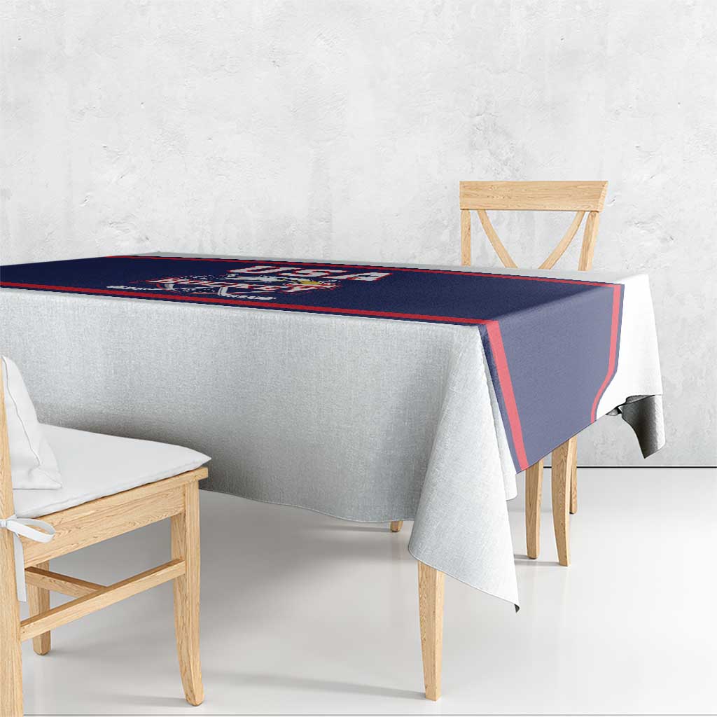 USA Ice Hockey Tablecloth American Eagle Spirit Blue Version