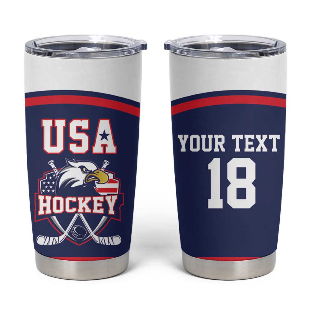 USA Ice Hockey Custom Tumbler Cup American Eagle Spirit Blue Version
