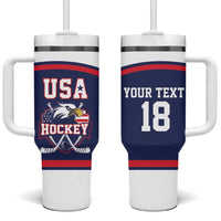 USA Ice Hockey Custom Tumbler With Handle American Eagle Spirit Blue Version