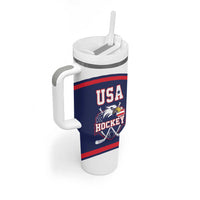 USA Ice Hockey Custom Tumbler With Handle American Eagle Spirit Blue Version