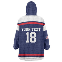 USA Ice Hockey Custom Wearable Blanket Hoodie American Eagle Spirit Blue Version