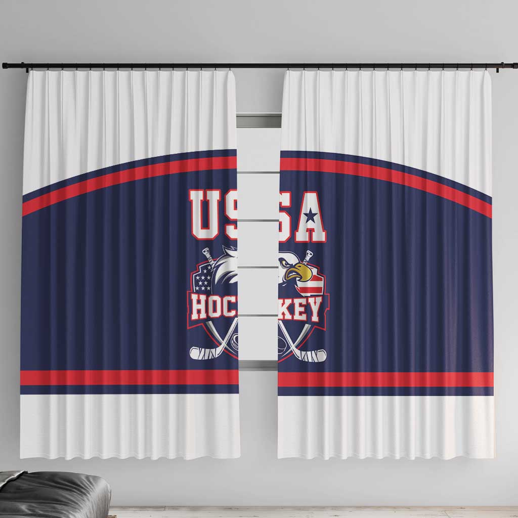 USA Ice Hockey Window Curtain American Eagle Spirit Blue Version