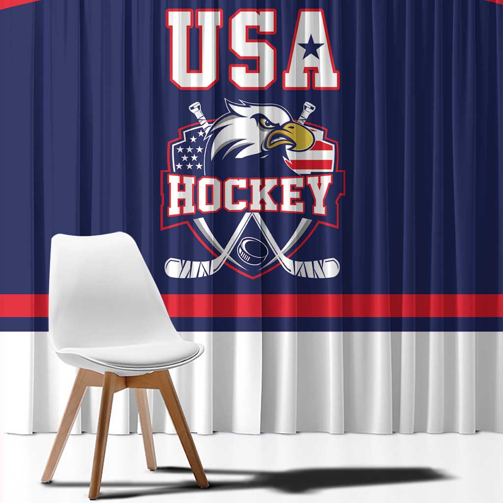 USA Ice Hockey Window Curtain American Eagle Spirit Blue Version