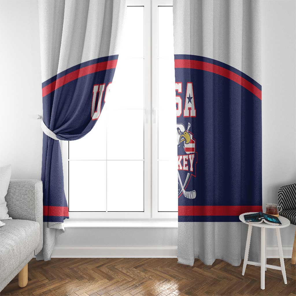 USA Ice Hockey Window Curtain American Eagle Spirit Blue Version