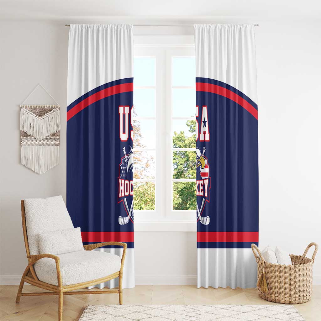 USA Ice Hockey Window Curtain American Eagle Spirit Blue Version