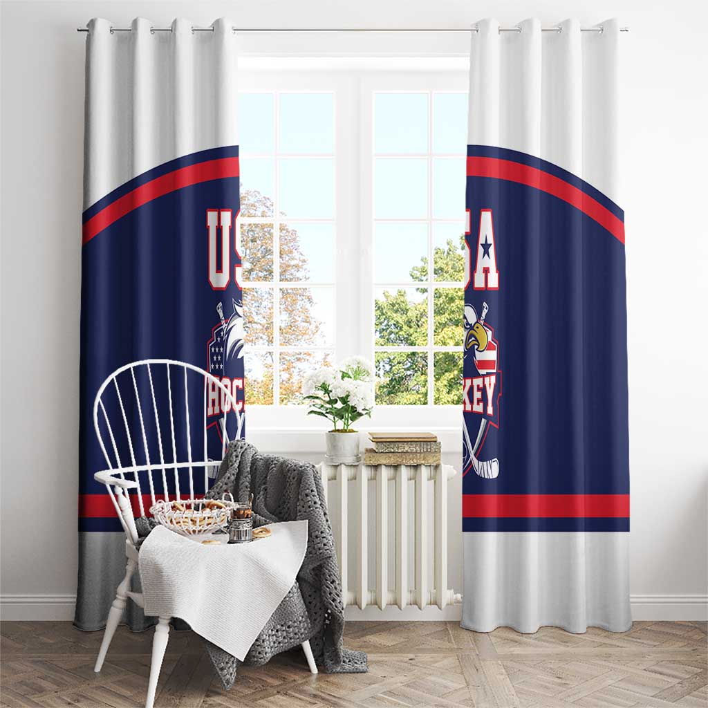 USA Ice Hockey Window Curtain American Eagle Spirit Blue Version