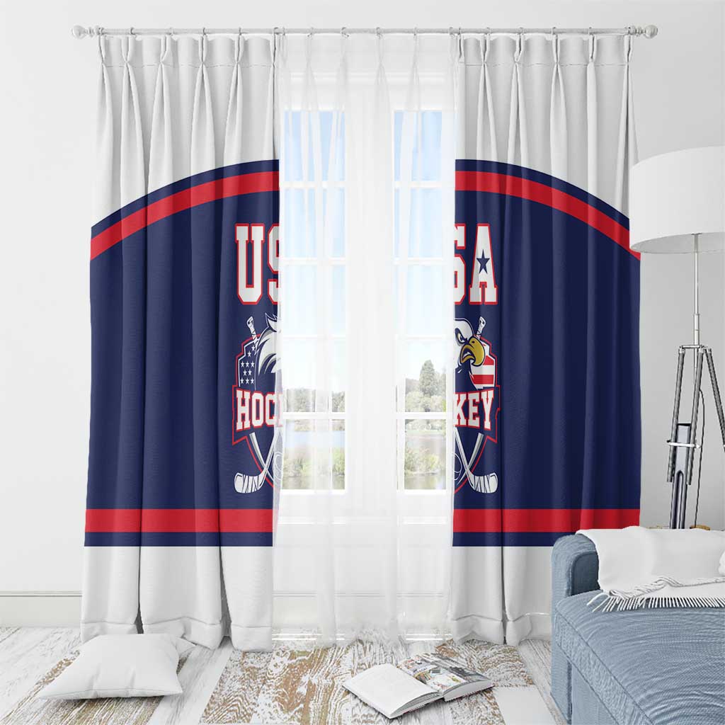 USA Ice Hockey Window Curtain American Eagle Spirit Blue Version