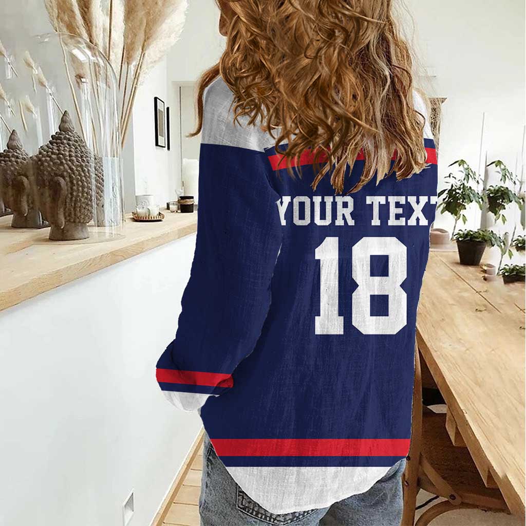 USA Ice Hockey Custom Women Casual Shirt American Eagle Spirit Blue Version