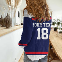 USA Ice Hockey Custom Women Casual Shirt American Eagle Spirit Blue Version