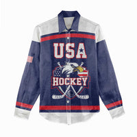 USA Ice Hockey Custom Women Casual Shirt American Eagle Spirit Blue Version