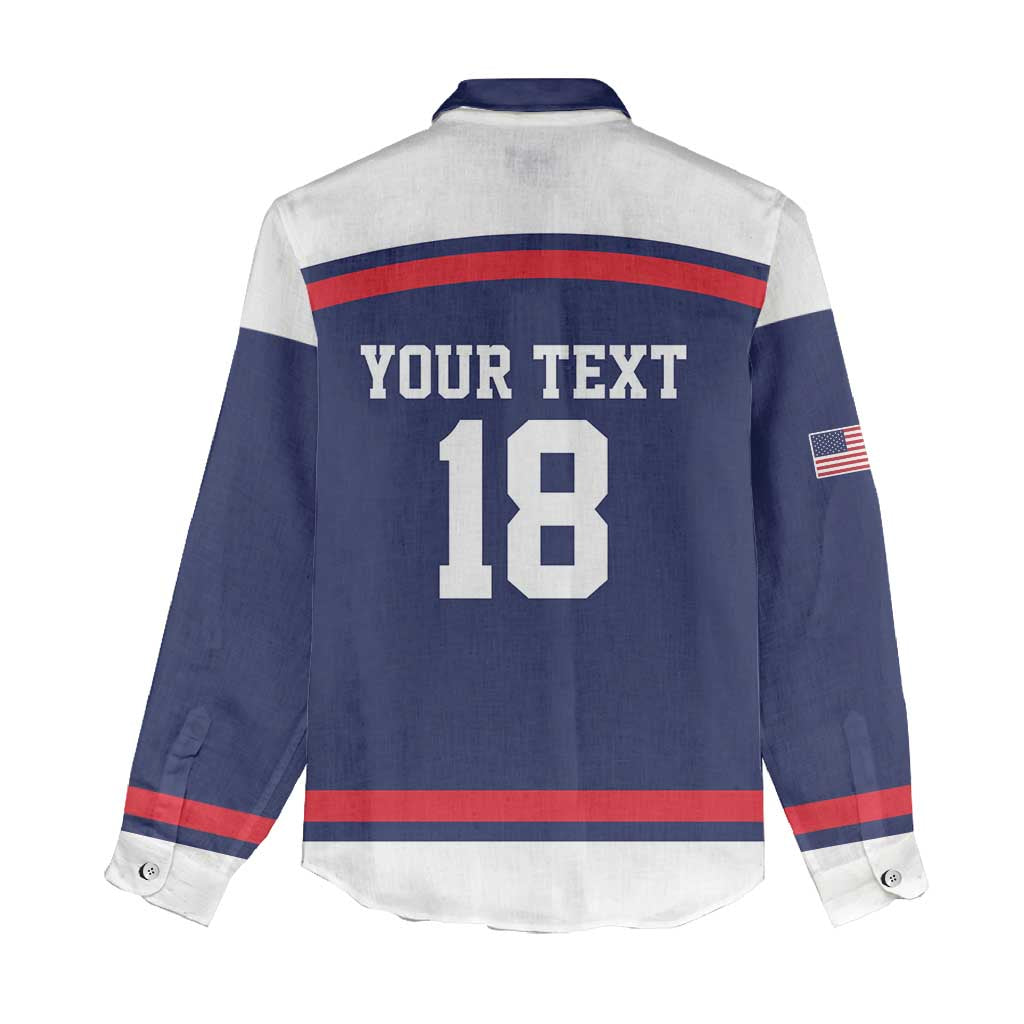 USA Ice Hockey Custom Women Casual Shirt American Eagle Spirit Blue Version
