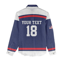 USA Ice Hockey Custom Women Casual Shirt American Eagle Spirit Blue Version