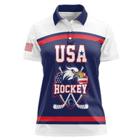 USA Ice Hockey Custom Women Polo Shirt American Eagle Spirit Blue Version