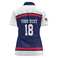 USA Ice Hockey Custom Women Polo Shirt American Eagle Spirit Blue Version