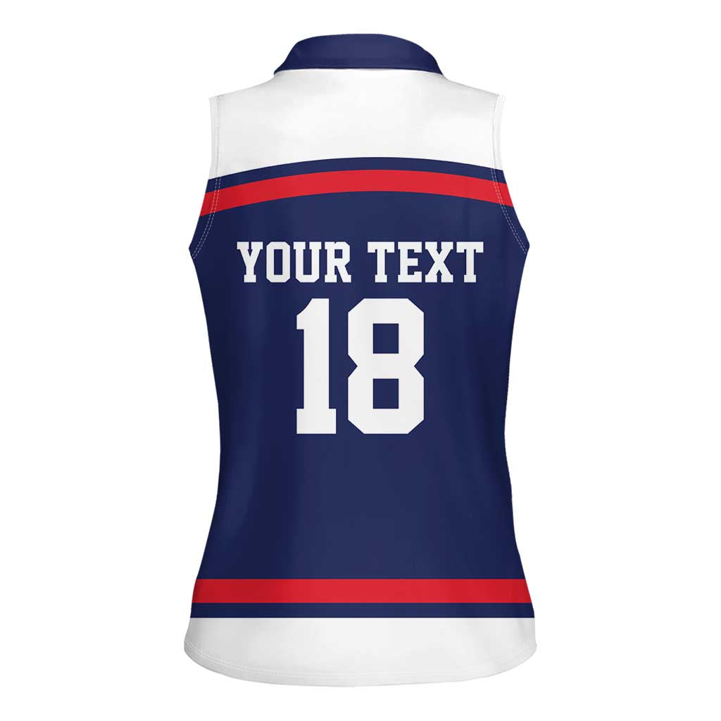 USA Ice Hockey Custom Women Sleeveless Polo Shirt American Eagle Spirit Blue Version