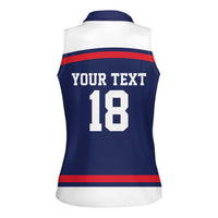 USA Ice Hockey Custom Women Sleeveless Polo Shirt American Eagle Spirit Blue Version