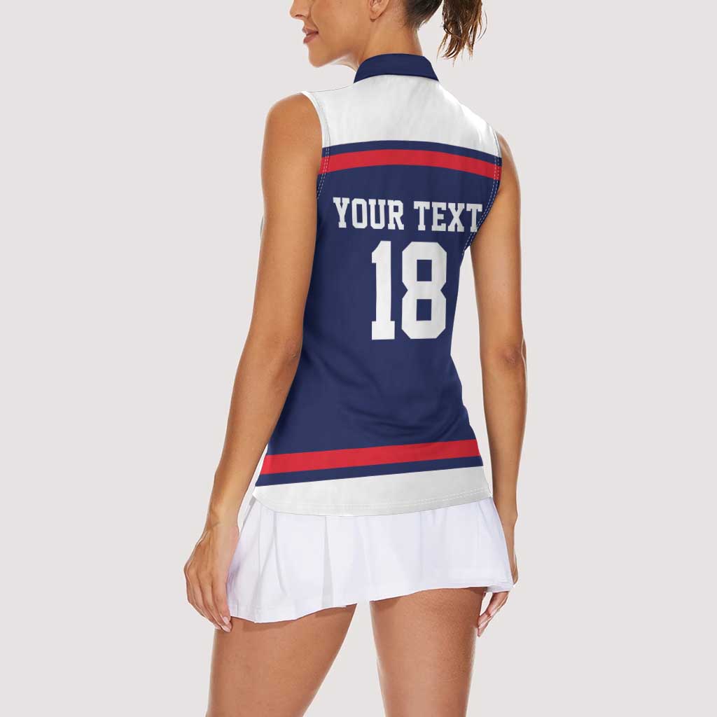 USA Ice Hockey Custom Women Sleeveless Polo Shirt American Eagle Spirit Blue Version