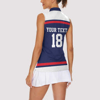 USA Ice Hockey Custom Women Sleeveless Polo Shirt American Eagle Spirit Blue Version