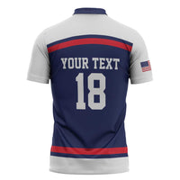 USA Ice Hockey Custom Zipper Polo Shirt American Eagle Spirit Blue Version
