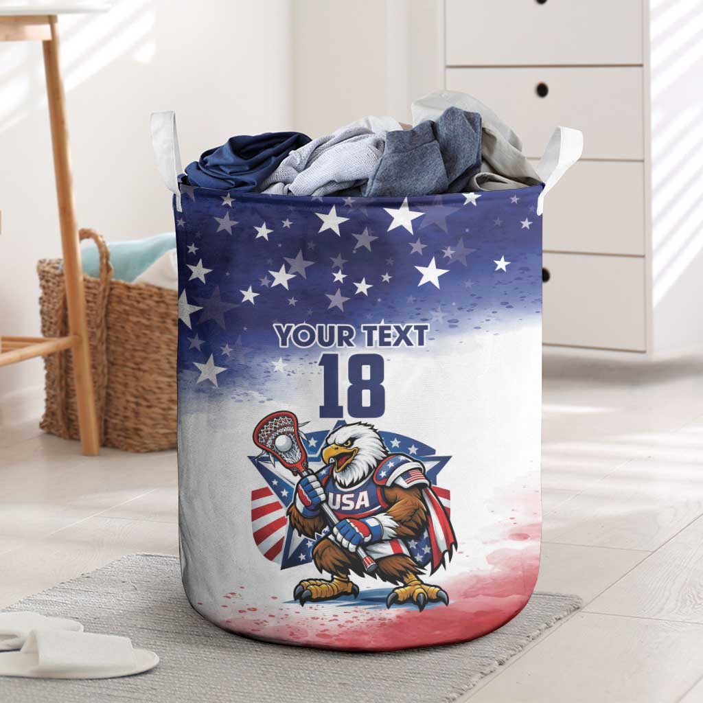 Custom USA Lacrosse Laundry Basket American Eagle Mascot